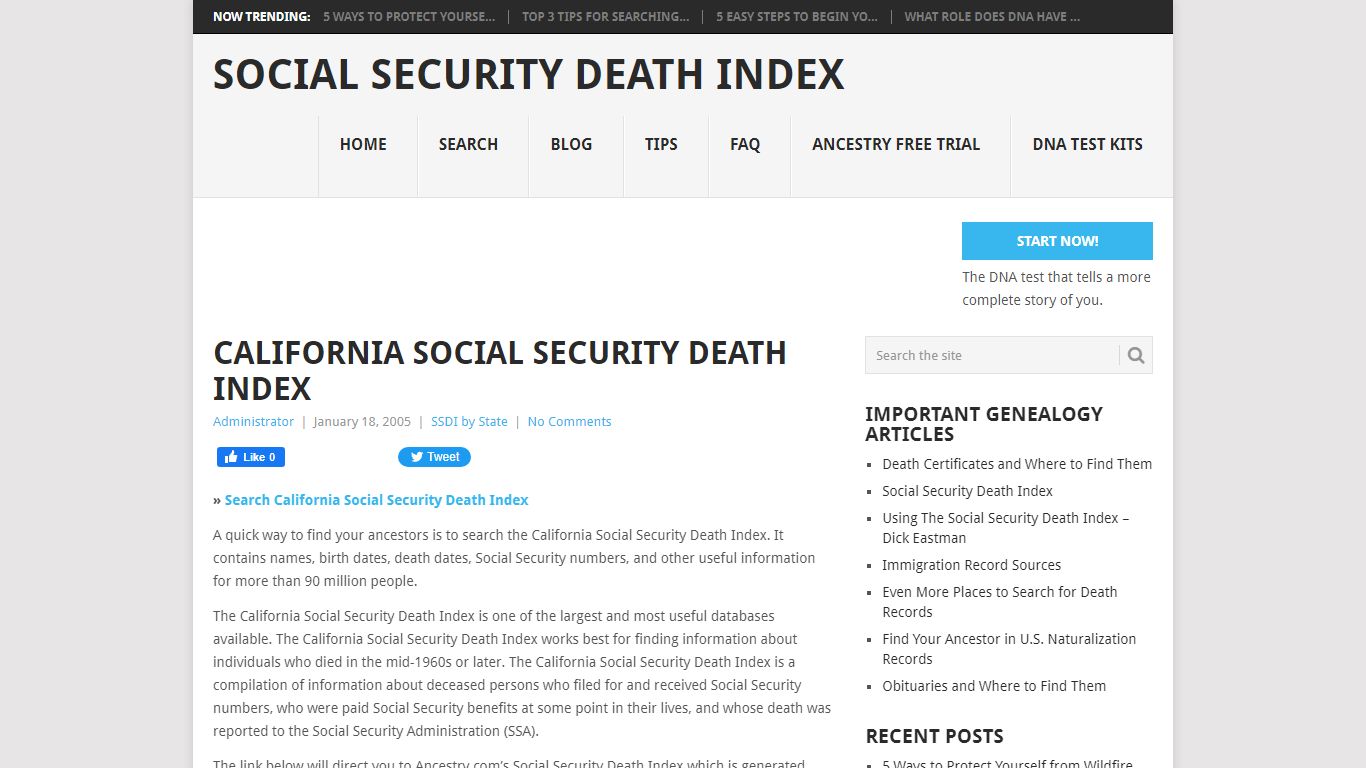 California Social Security Death Index